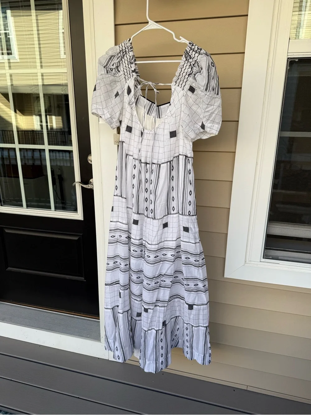 Free People White and Black Patterned Maxi Dress